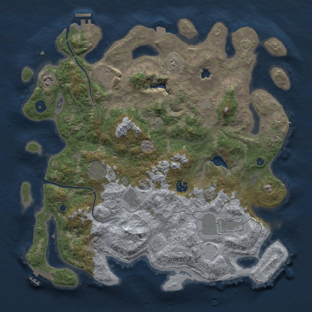 Rust Map: Procedural Map, Size: 4000, Seed: 10101990, 13 Monuments