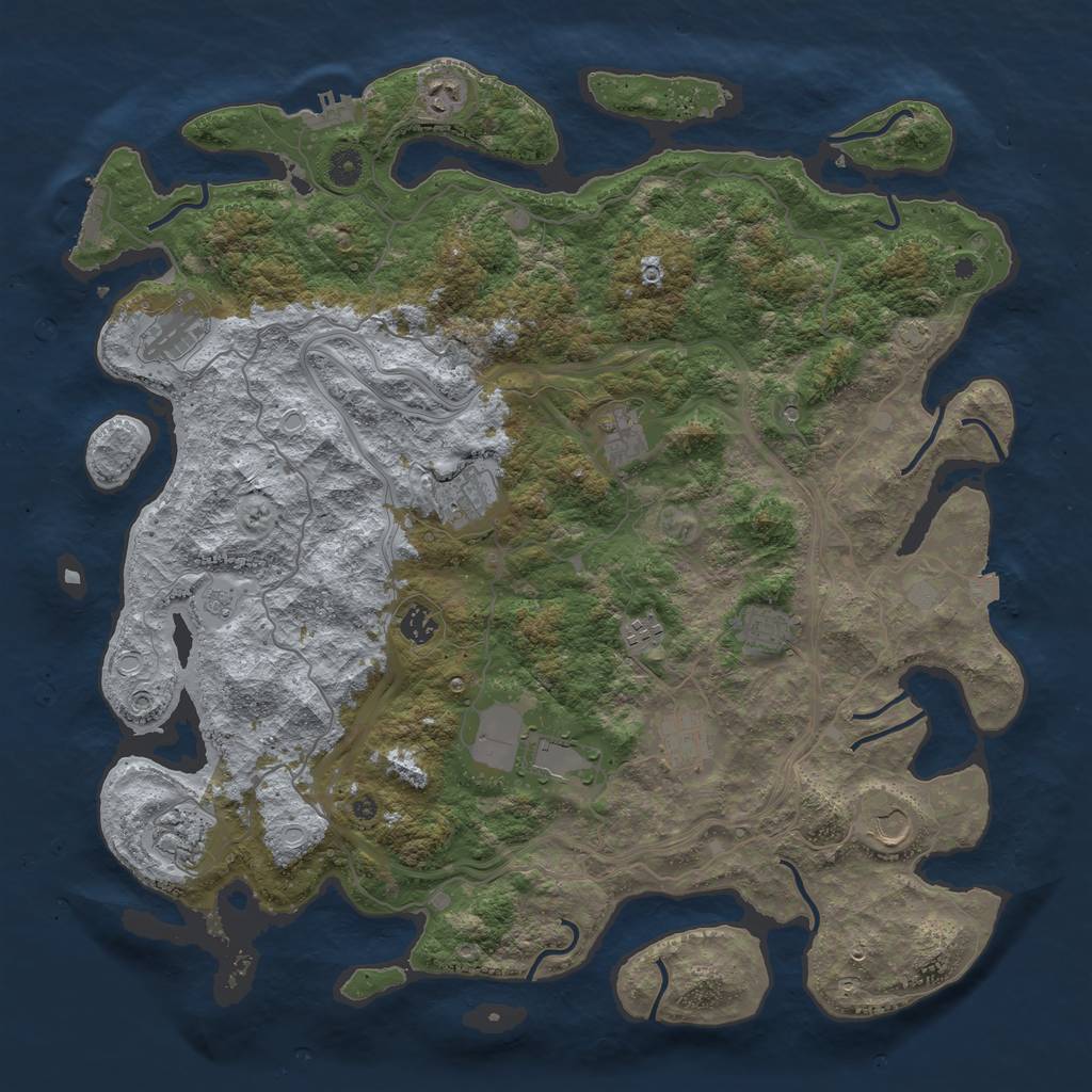 Rust Map: Procedural Map, Size: 4500, Seed: 580255500, 19 Monuments