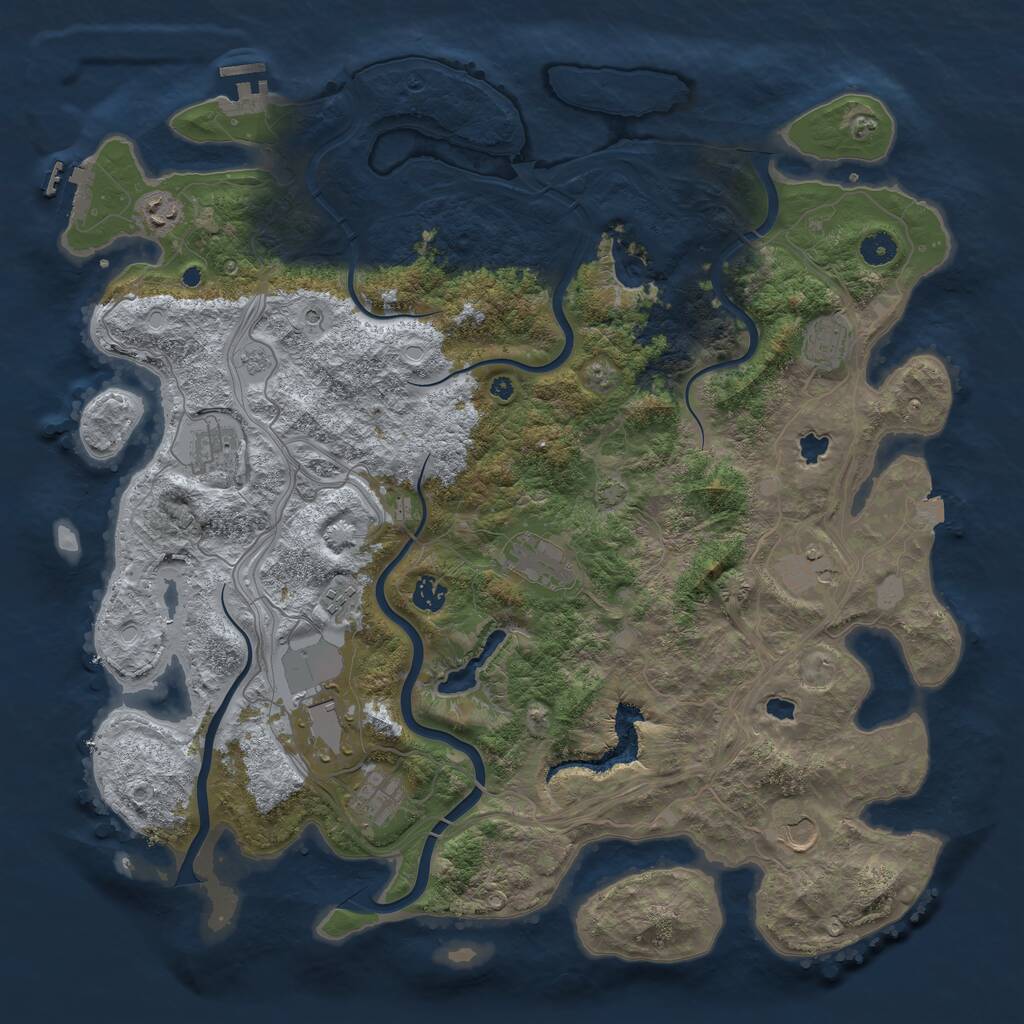 Rust Map: Procedural Map, Size: 4500, Seed: 580255500, 16 Monuments