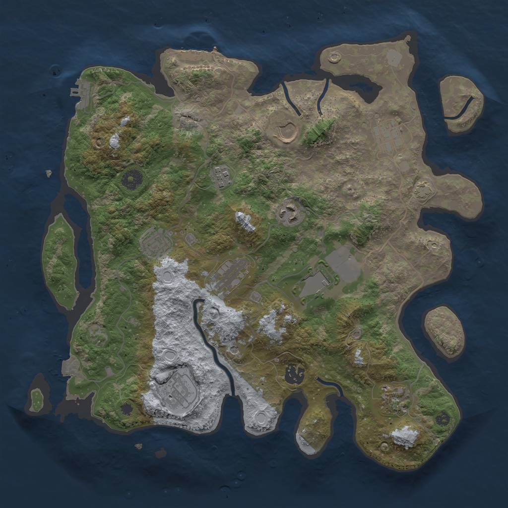 Rust Map: Procedural Map, Size: 3700, Seed: 53778910, 17 Monuments