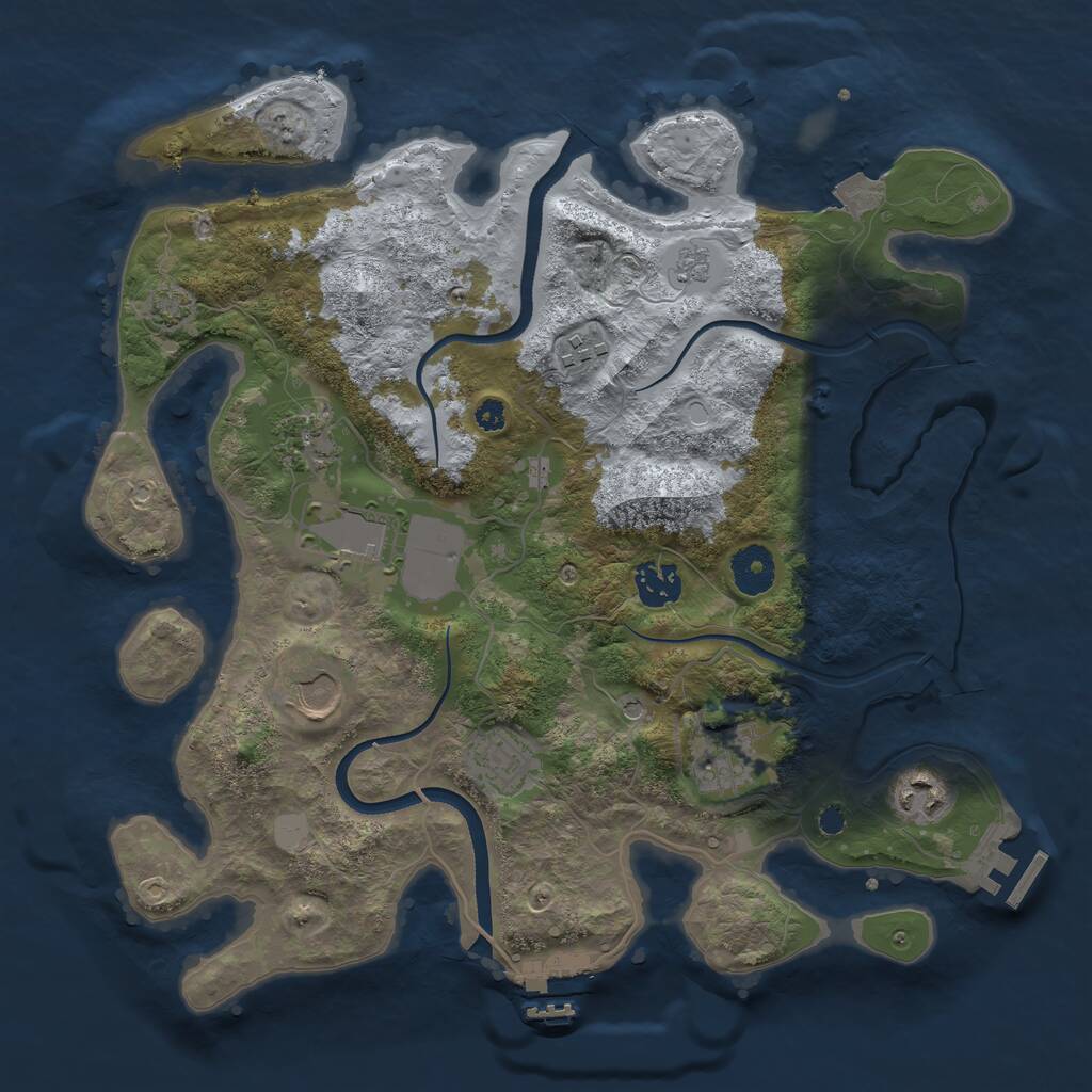 Rust Map: Procedural Map, Size: 3500, Seed: 824331718, 14 Monuments