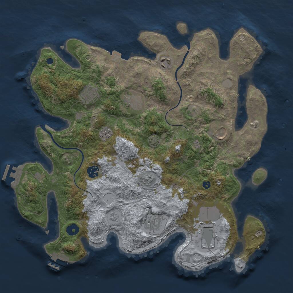 Rust Map: Procedural Map, Size: 3650, Seed: 8903067, 14 Monuments