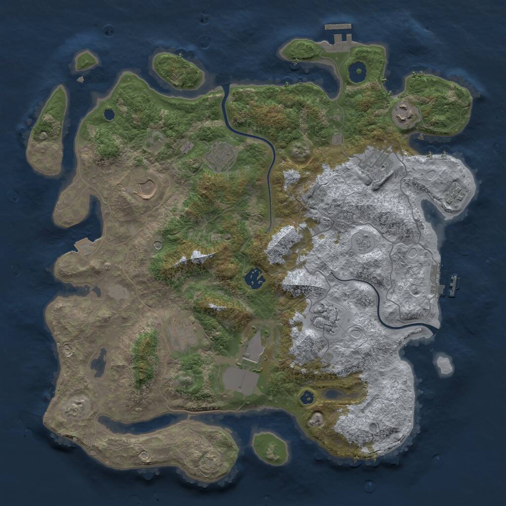Rust Map: Procedural Map, Size: 3850, Seed: 90671930, 15 Monuments