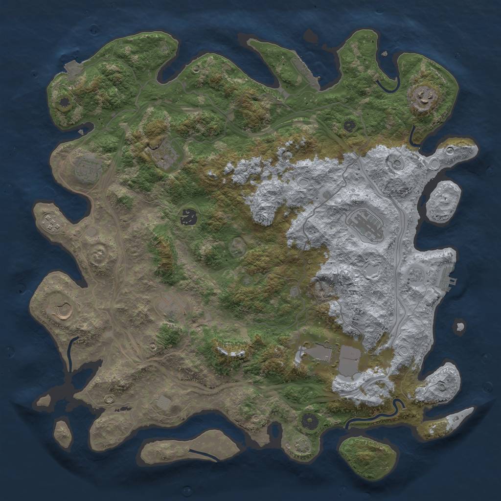 Rust Map: Procedural Map, Size: 4400, Seed: 46973969, 17 Monuments