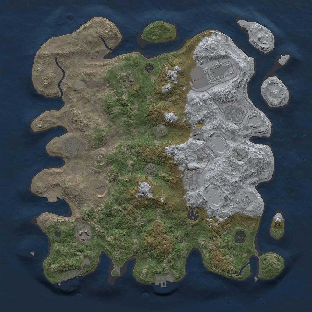 Rust Map: Procedural Map, Size: 3850, Seed: 56282000, 16 Monuments