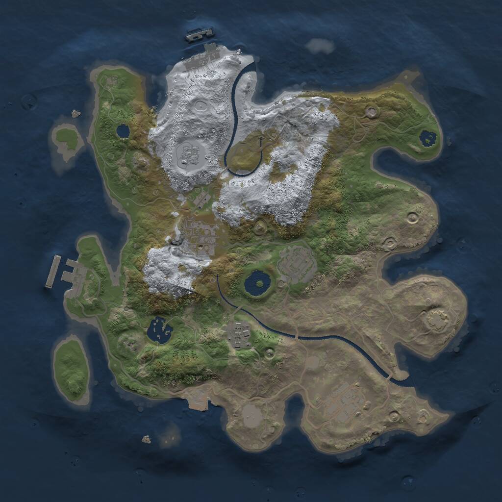 Rust Map: Procedural Map, Size: 3000, Seed: 295804, 10 Monuments