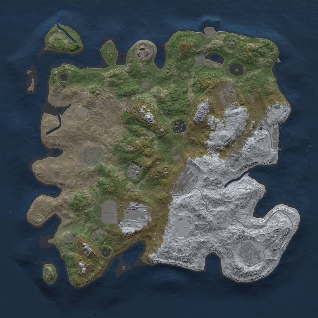 Rust Map: Procedural Map, Size: 3550, Seed: 52212561, 15 Monuments