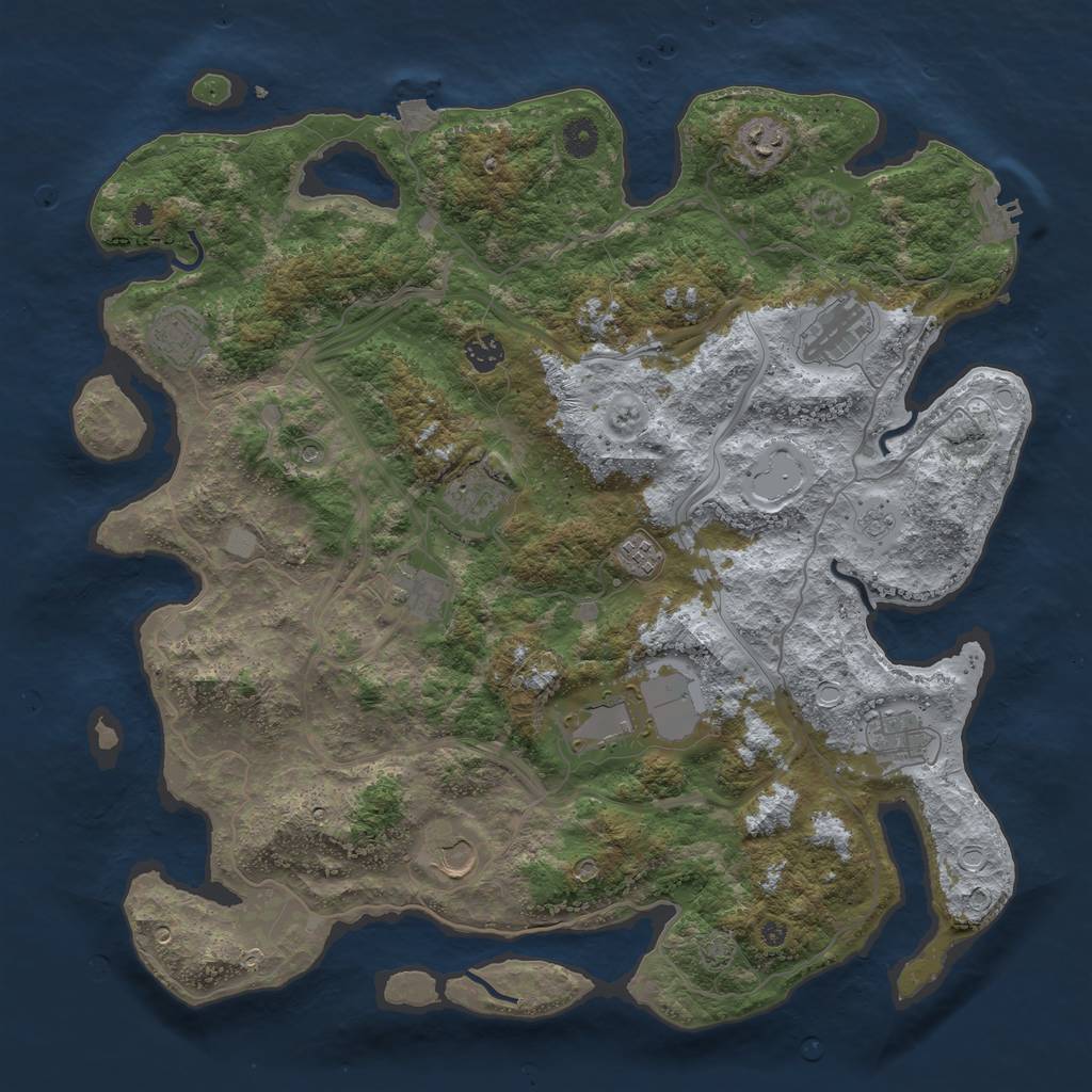 Rust Map: Procedural Map, Size: 4300, Seed: 48317770, 17 Monuments