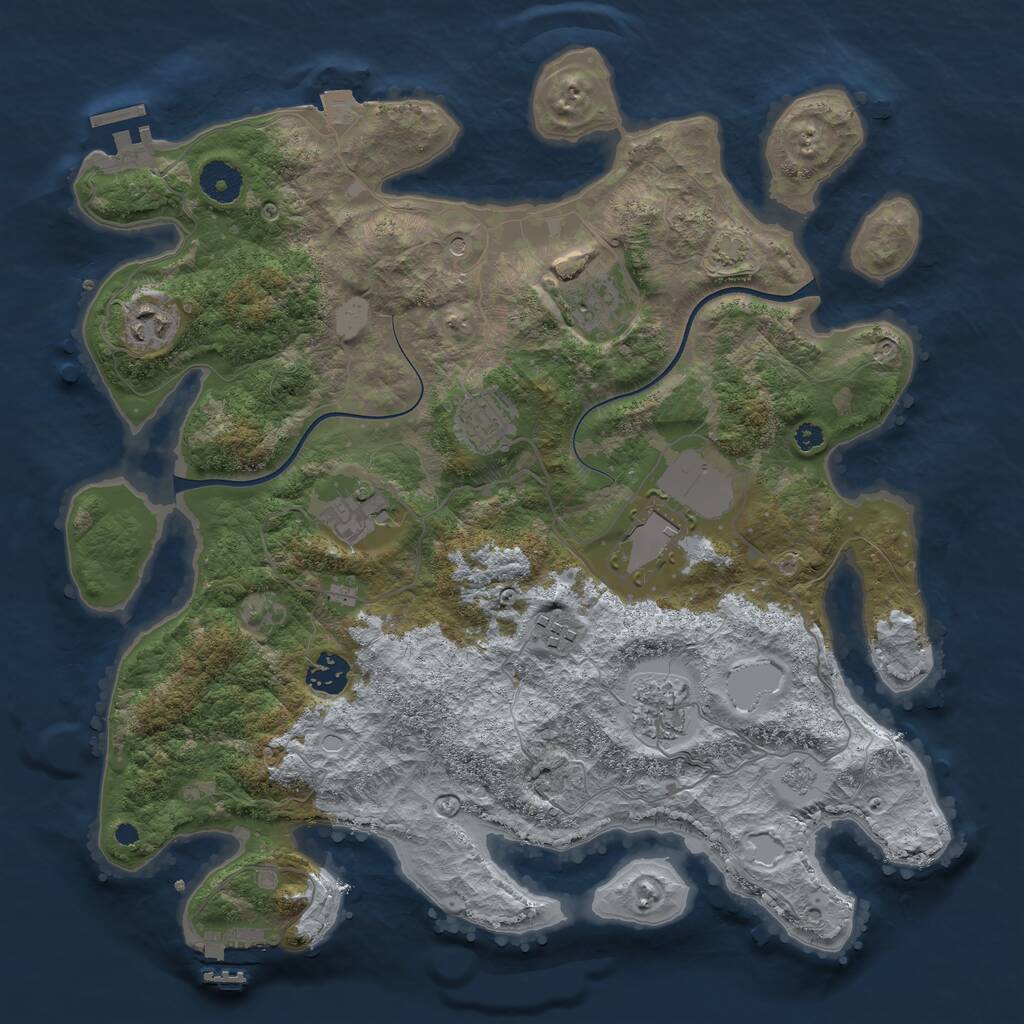 Rust Map: Procedural Map, Size: 3700, Seed: 2949406, 14 Monuments