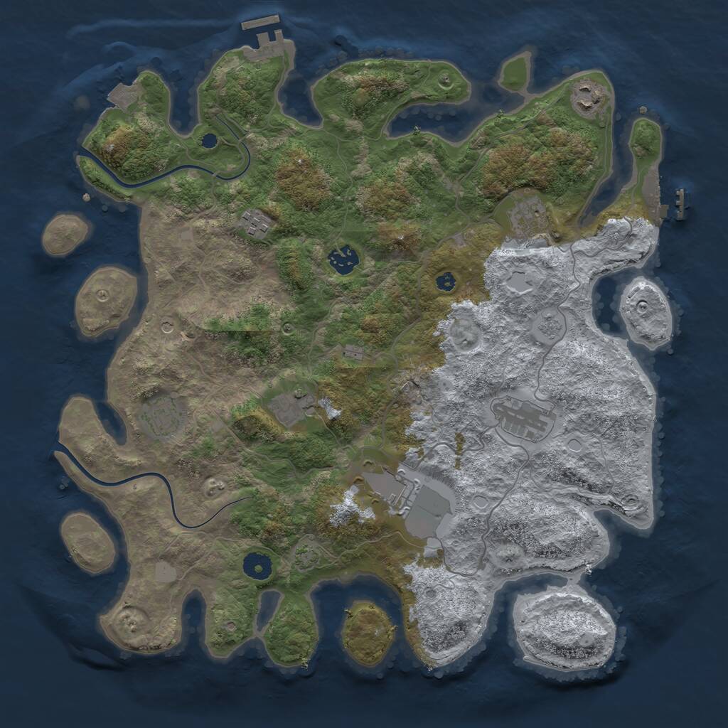 Rust Map: Procedural Map, Size: 3850, Seed: 20105208, 14 Monuments