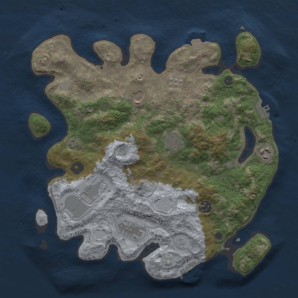Rust Map: Procedural Map, Size: 3500, Seed: 160987, 15 Monuments