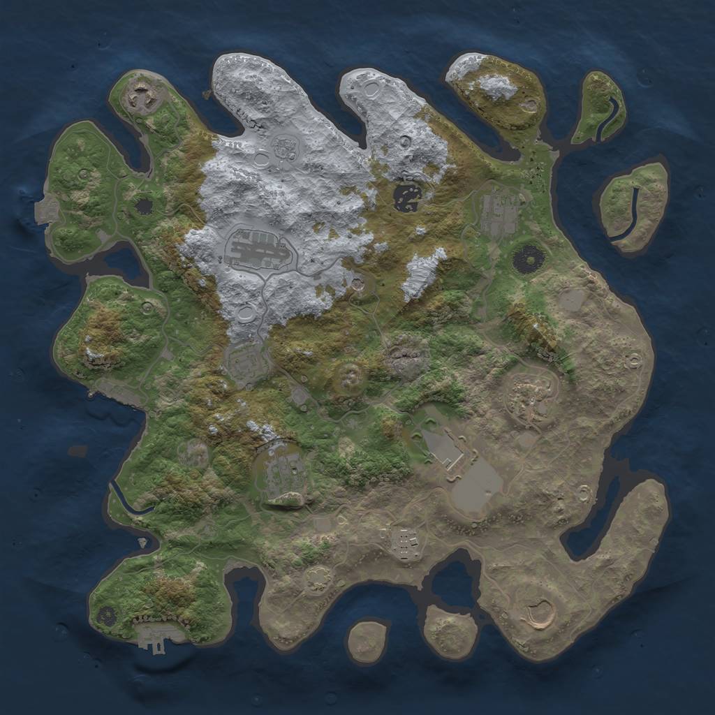 Rust Map: Procedural Map, Size: 3650, Seed: 88134401, 18 Monuments