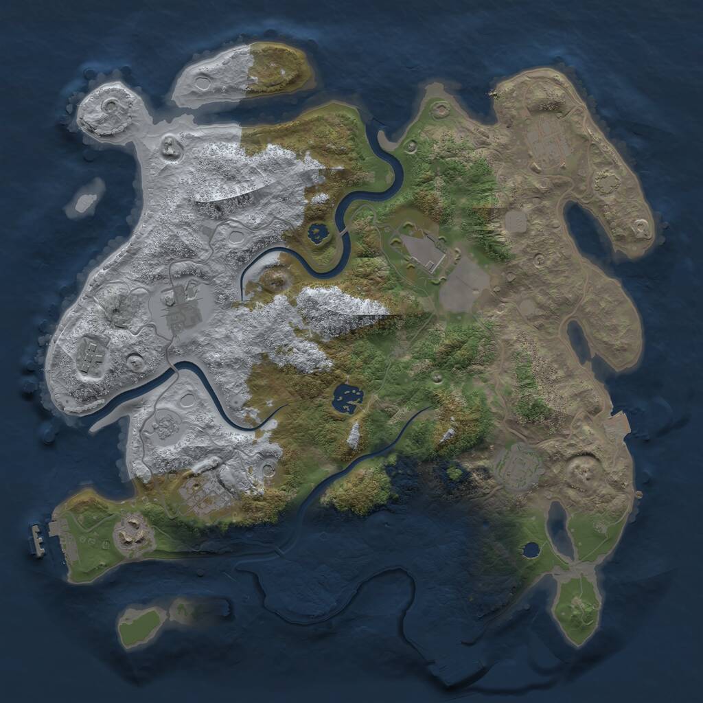 Rust Map: Procedural Map, Size: 3500, Seed: 43118468, 14 Monuments