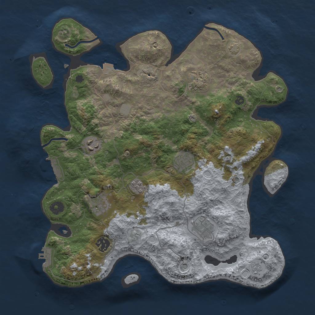 Rust Map: Procedural Map, Size: 3450, Seed: 94319063, 15 Monuments