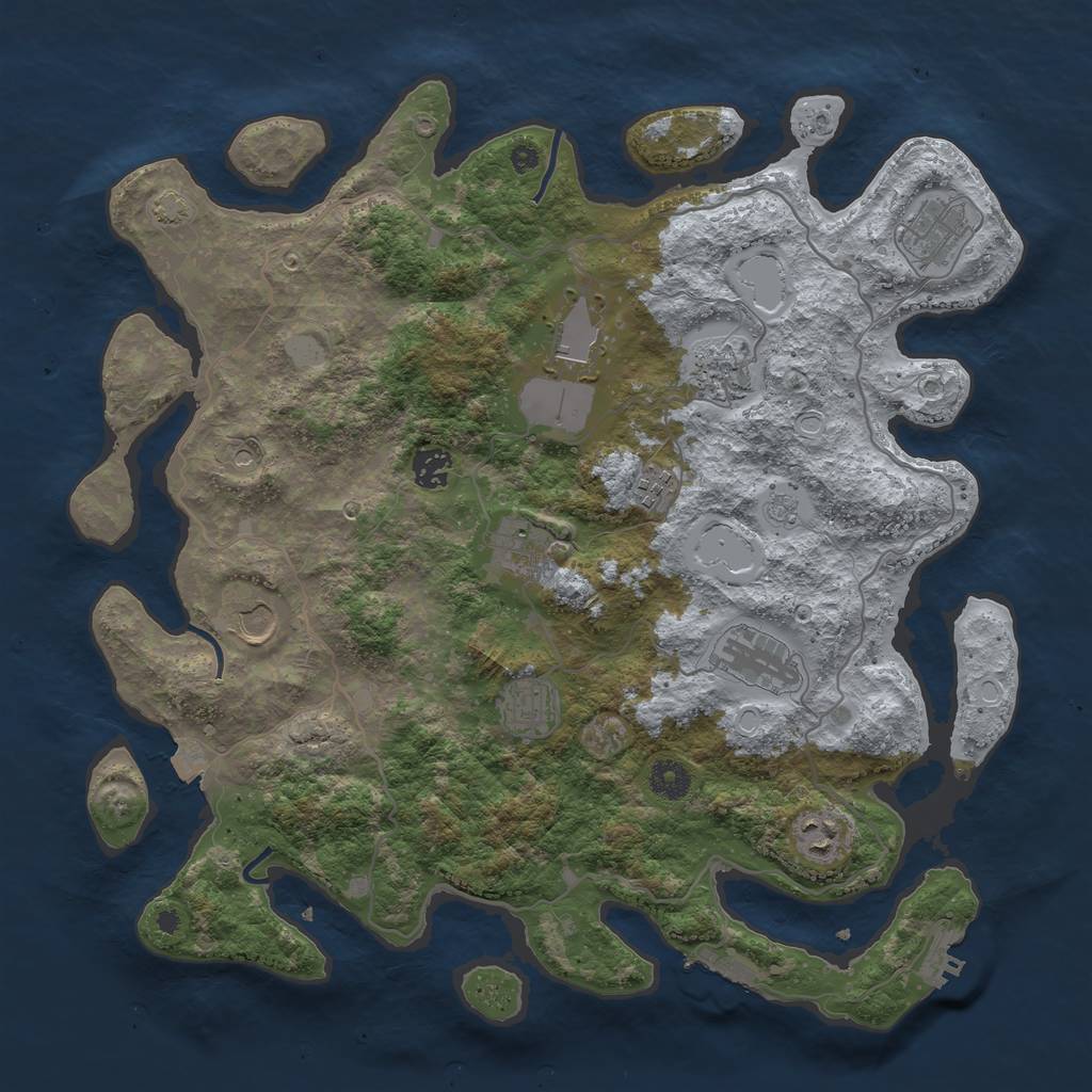 Rust Map: Procedural Map, Size: 4000, Seed: 34822059, 18 Monuments
