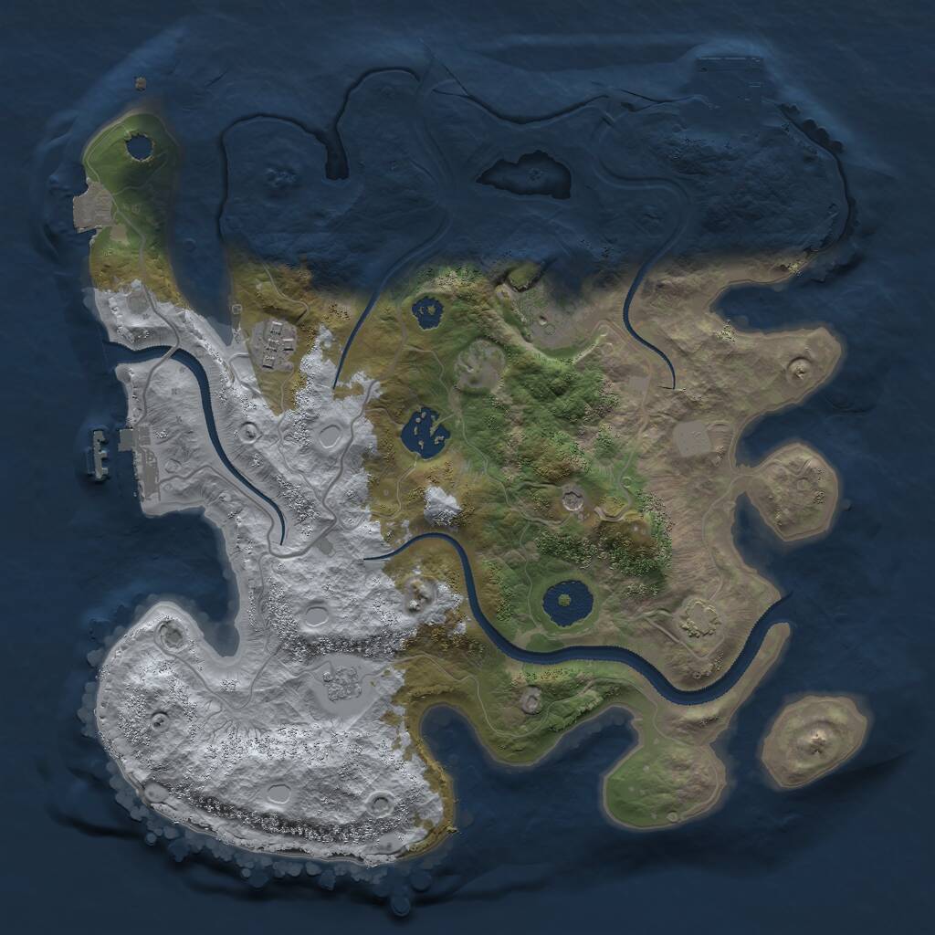 Rust Map: Procedural Map, Size: 3000, Seed: 91628, 9 Monuments
