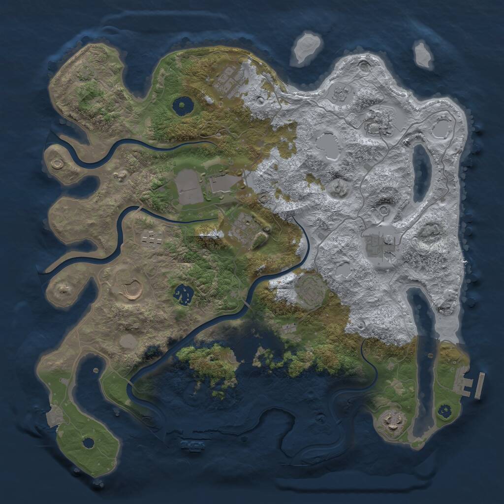 Rust Map: Procedural Map, Size: 3800, Seed: 33900763, 17 Monuments