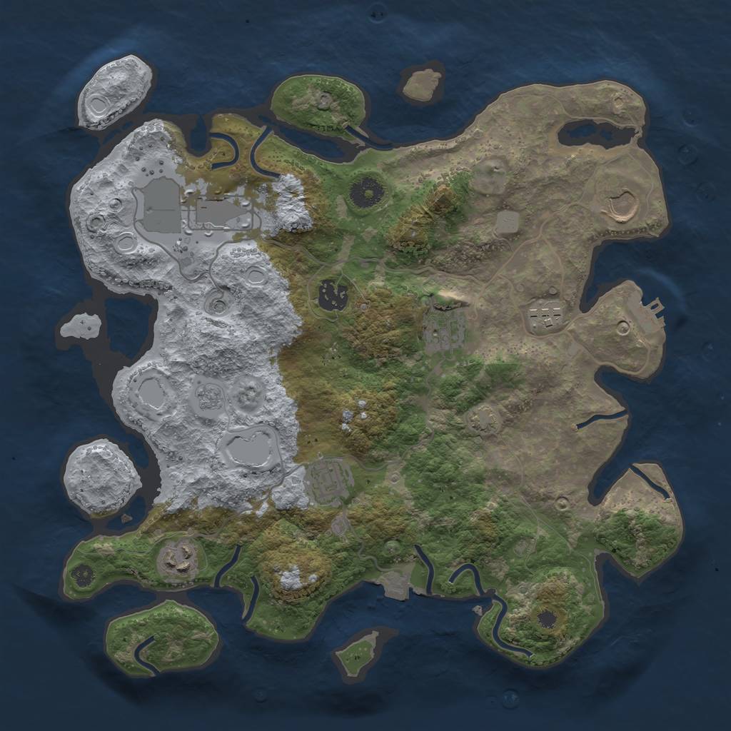Rust Map: Procedural Map, Size: 3500, Seed: 943407395, 14 Monuments