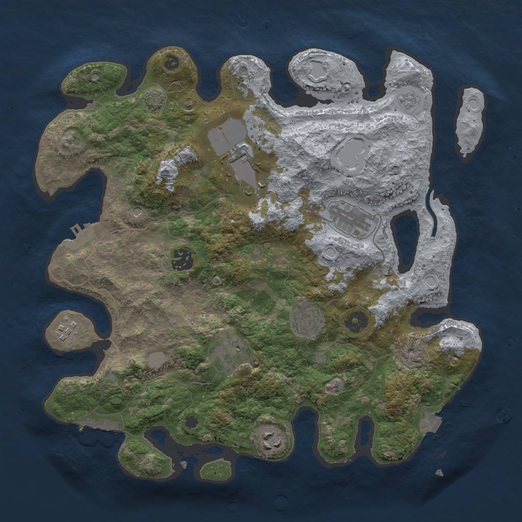 Rust Map: Procedural Map, Size: 3500, Seed: 369874264, 15 Monuments