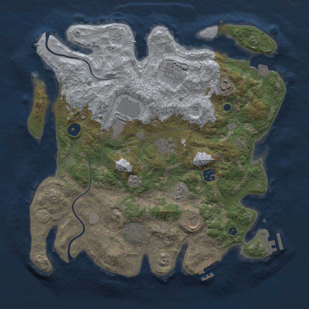 Rust Map: Procedural Map, Size: 3700, Seed: 76825093, 14 Monuments
