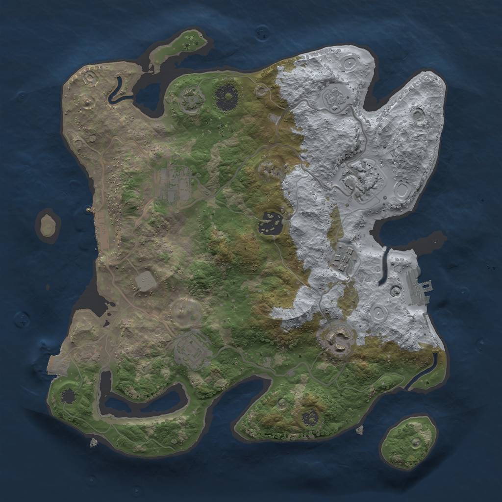 Rust Map: Procedural Map, Size: 3000, Seed: 2053480689, 13 Monuments