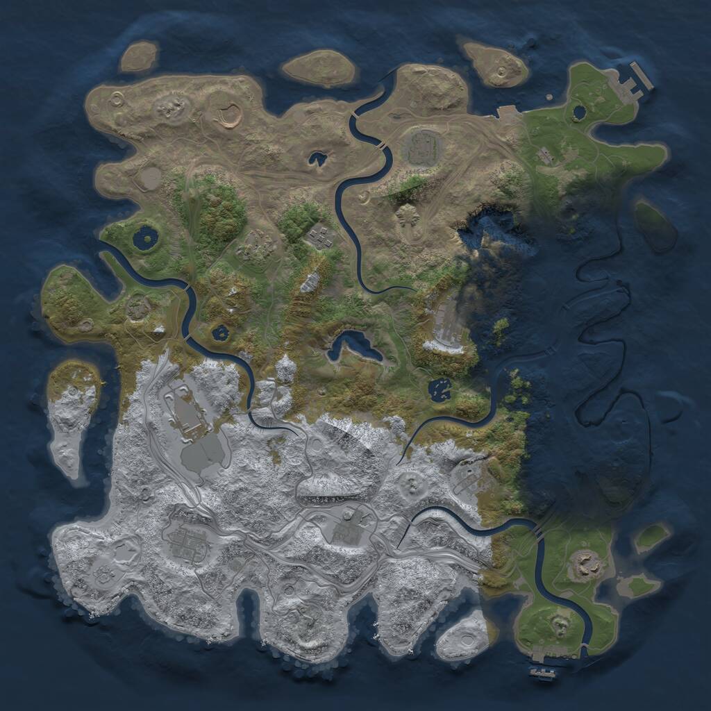 Rust Map: Procedural Map, Size: 4400, Seed: 64213100, 17 Monuments