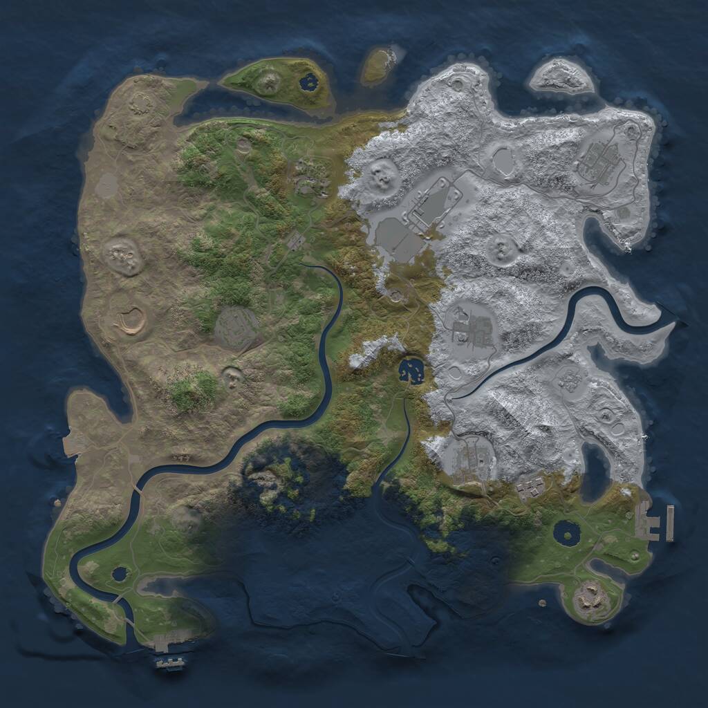 Rust Map: Procedural Map, Size: 3950, Seed: 81514723, 16 Monuments