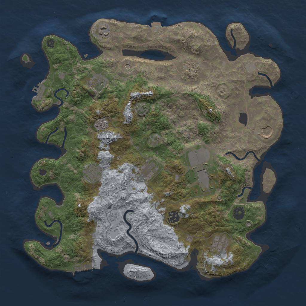 Rust Map: Procedural Map, Size: 3750, Seed: 68260368, 18 Monuments