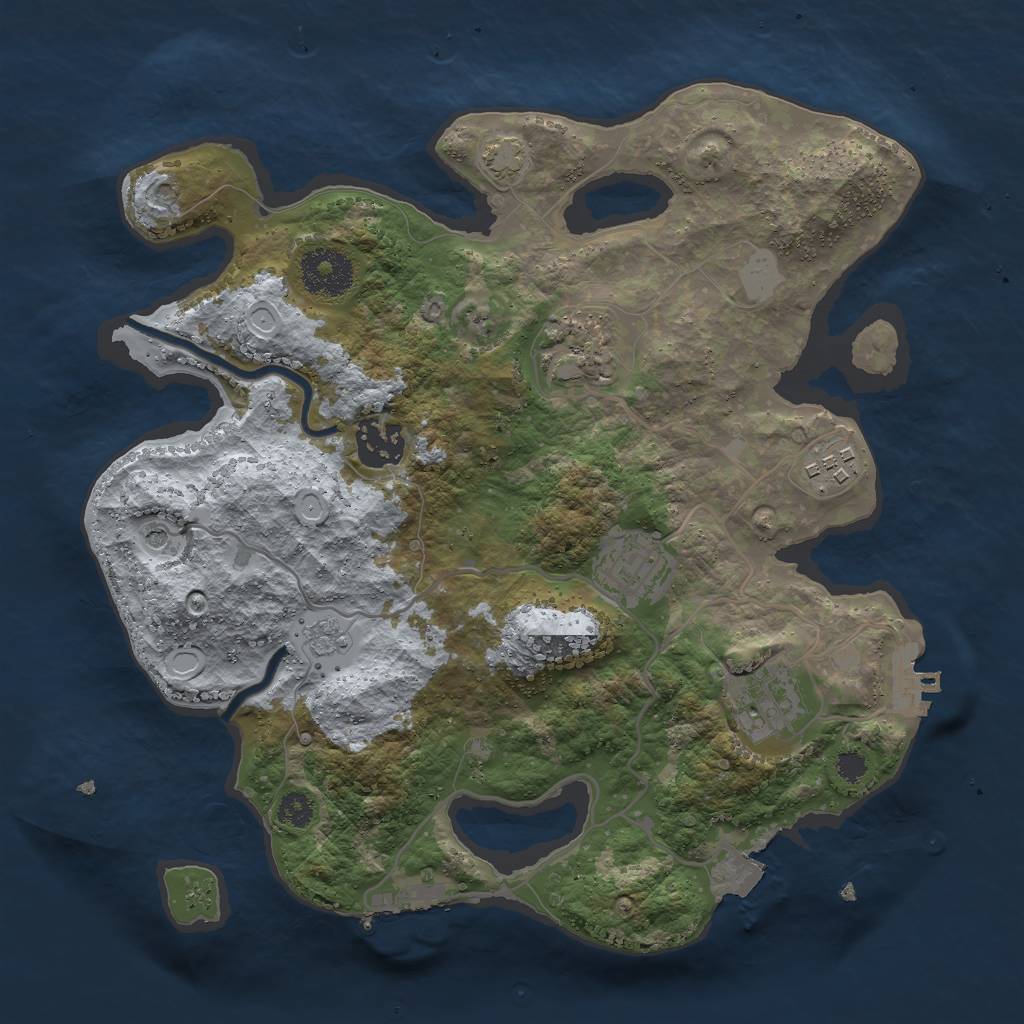 Rust Map: Procedural Map, Size: 3000, Seed: 9151, 13 Monuments