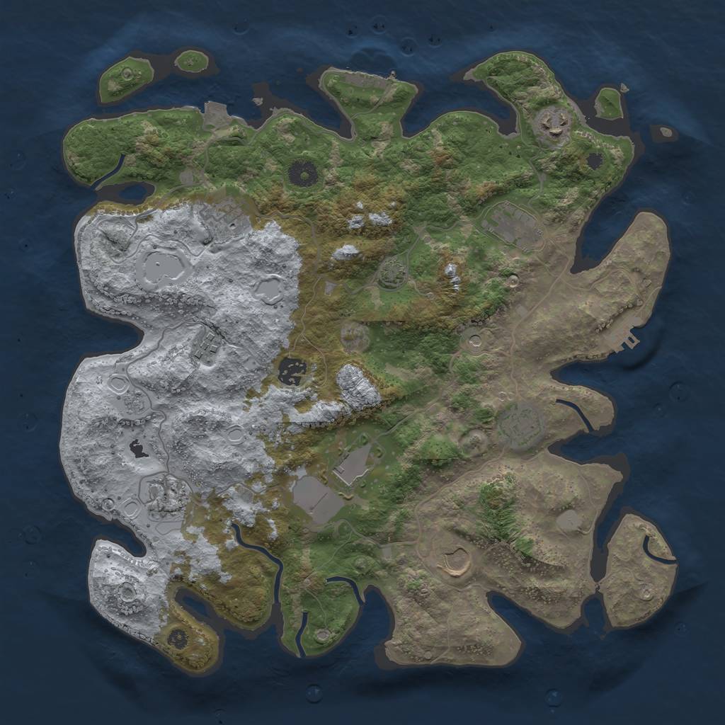 Rust Map: Procedural Map, Size: 3800, Seed: 65289284, 17 Monuments