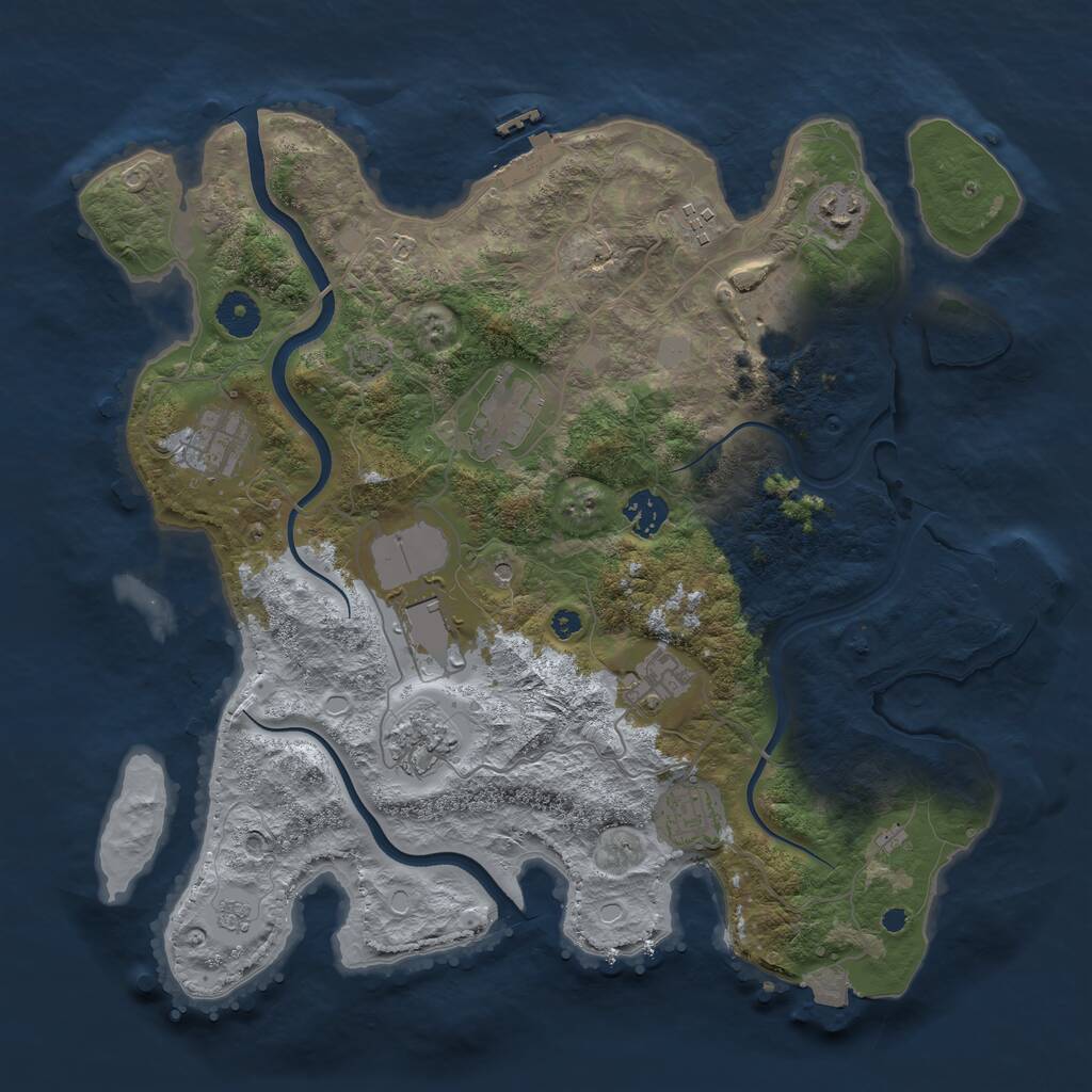 Rust Map: Procedural Map, Size: 3750, Seed: 82106618, 16 Monuments