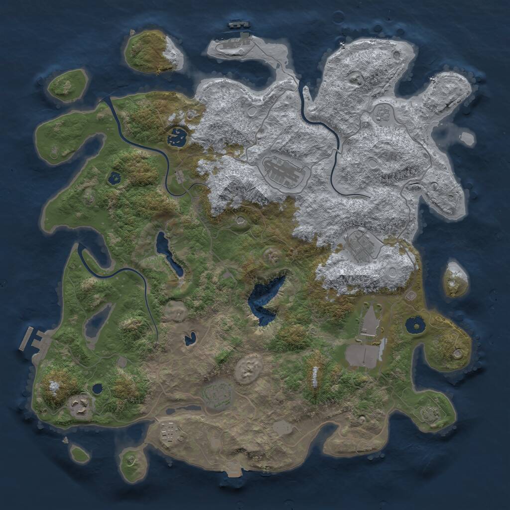 Rust Map: Procedural Map, Size: 4050, Seed: 1901667070, 13 Monuments