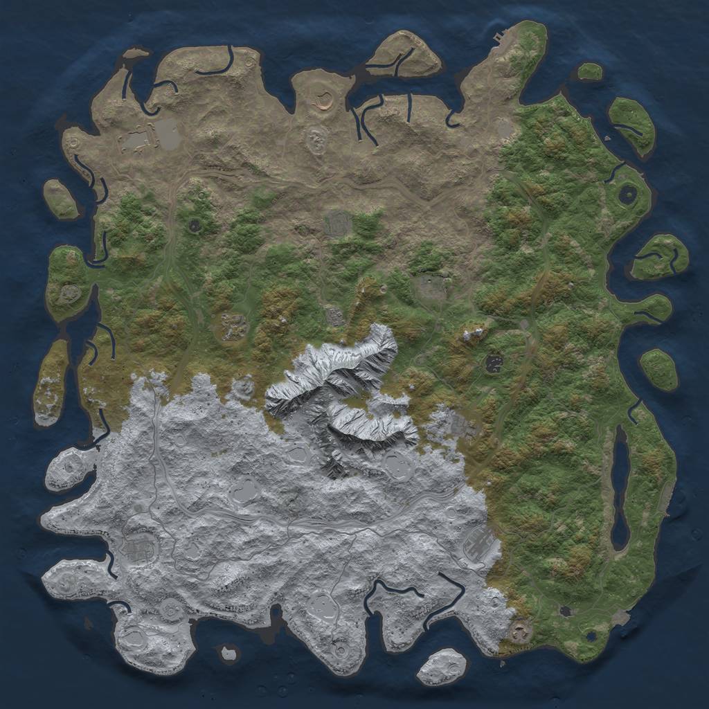 Rust Map: Procedural Map, Size: 6000, Seed: 1385546471, 19 Monuments