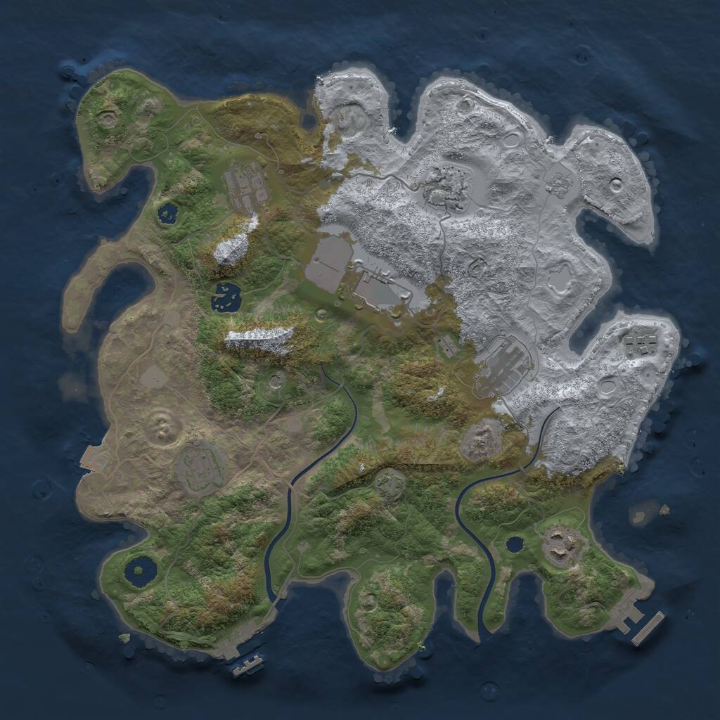Rust Map: Procedural Map, Size: 3500, Seed: 1065941448, 14 Monuments