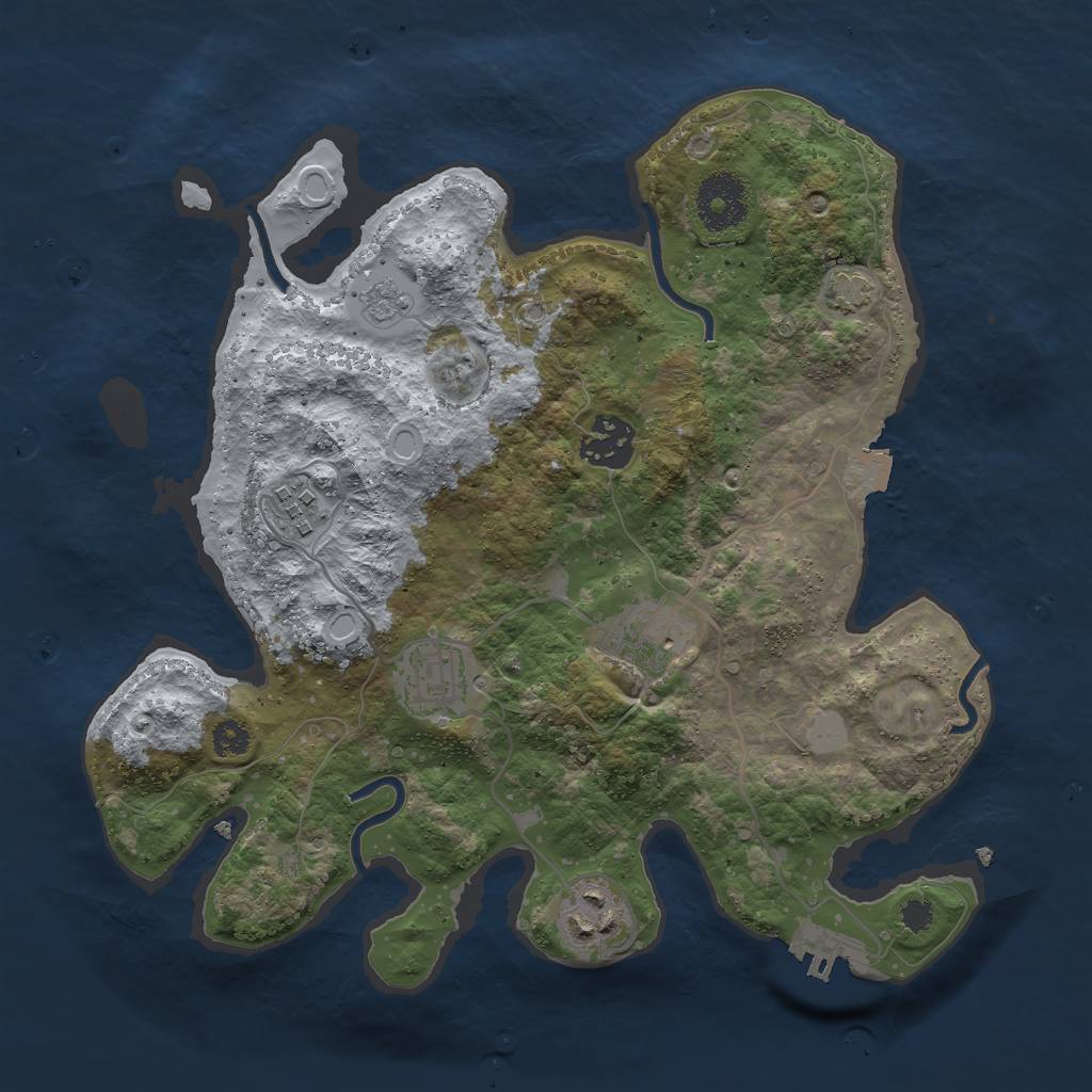 Rust Map: Procedural Map, Size: 3000, Seed: 709820506, 11 Monuments