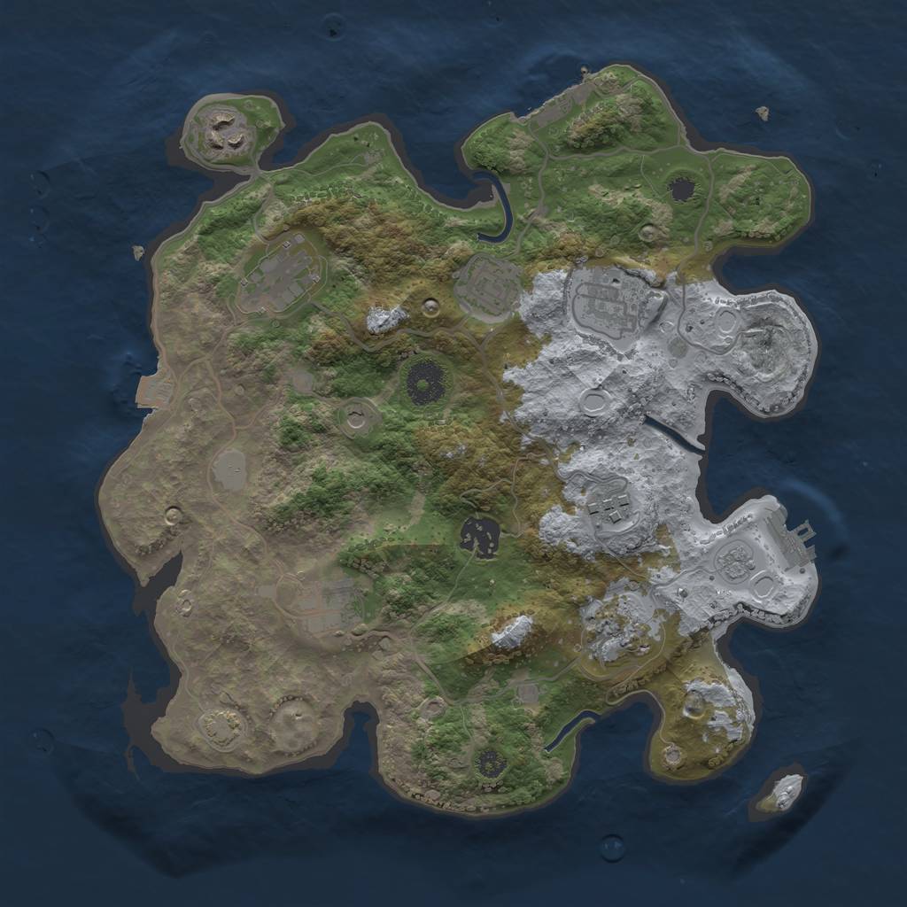 Rust Map: Procedural Map, Size: 3250, Seed: 980379382, 16 Monuments