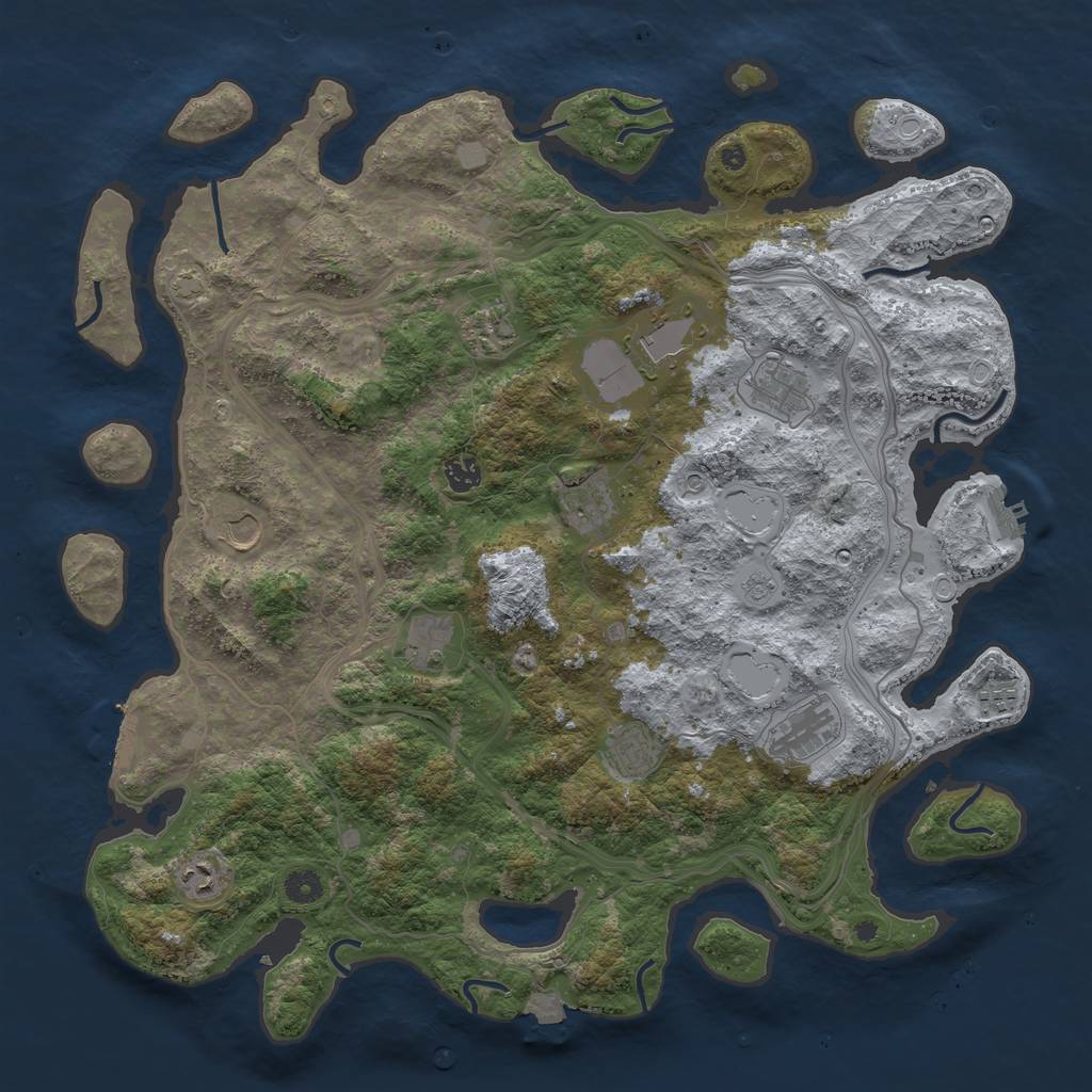 Rust Map: Procedural Map, Size: 4500, Seed: 1597365907, 19 Monuments
