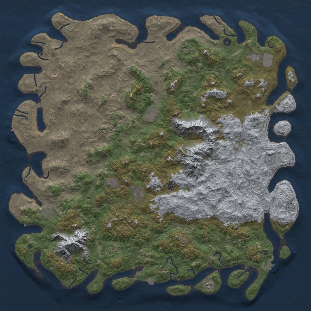 Rust Map: Procedural Map, Size: 6000, Seed: 642208843, 19 Monuments