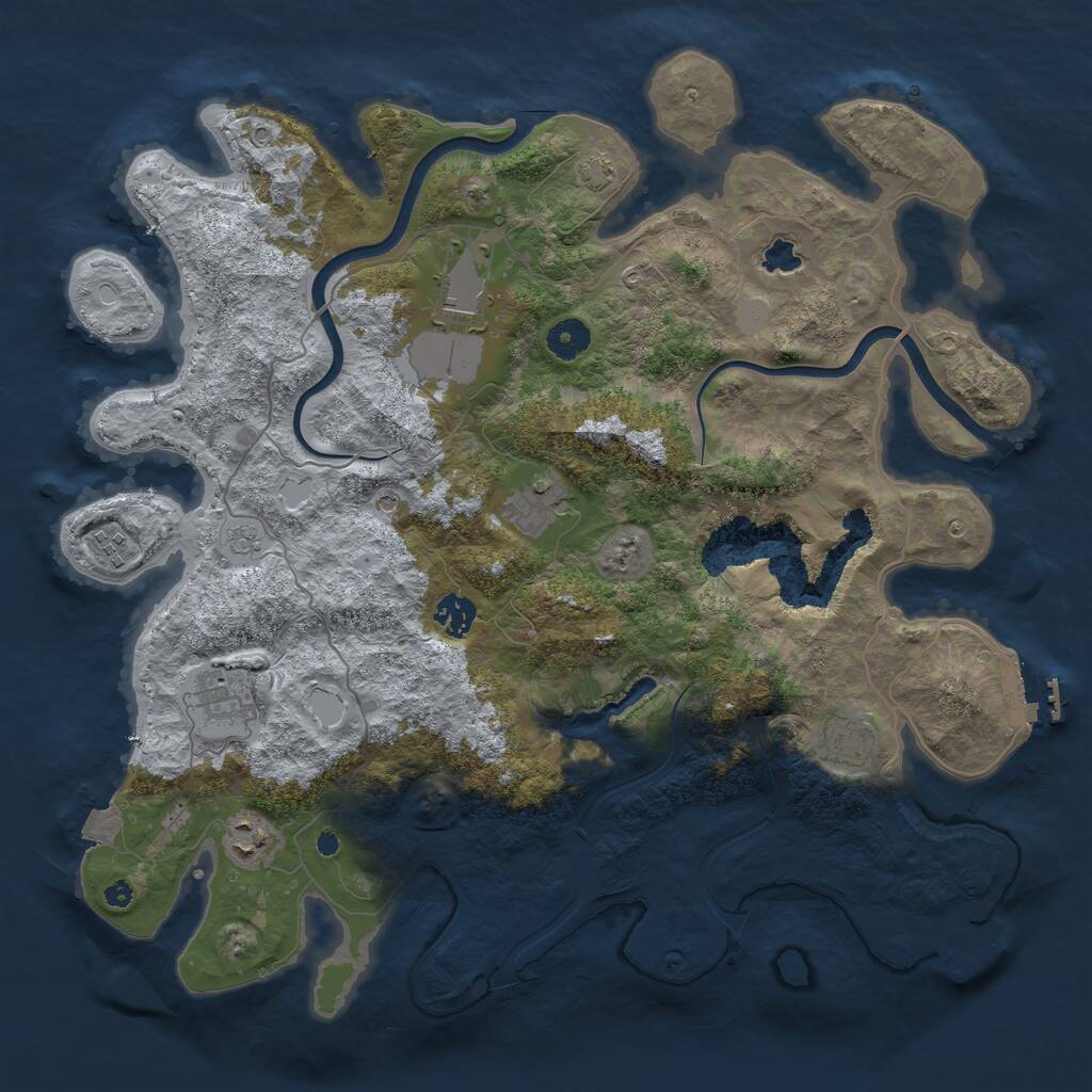 Rust Map: Procedural Map, Size: 4000, Seed: 157458652, 13 Monuments