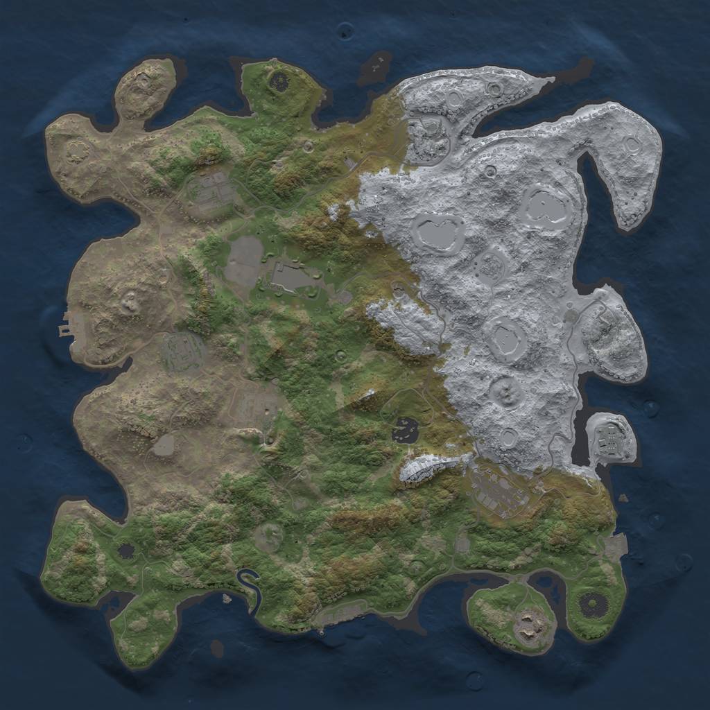 Rust Map: Procedural Map, Size: 3850, Seed: 52000972, 17 Monuments
