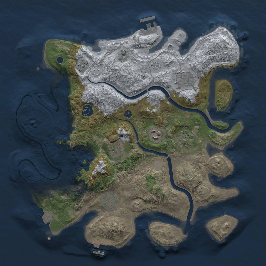 Rust Map: Procedural Map, Size: 3450, Seed: 23409189, 13 Monuments