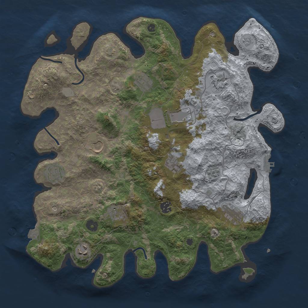 Rust Map: Procedural Map, Size: 3900, Seed: 58206327, 18 Monuments