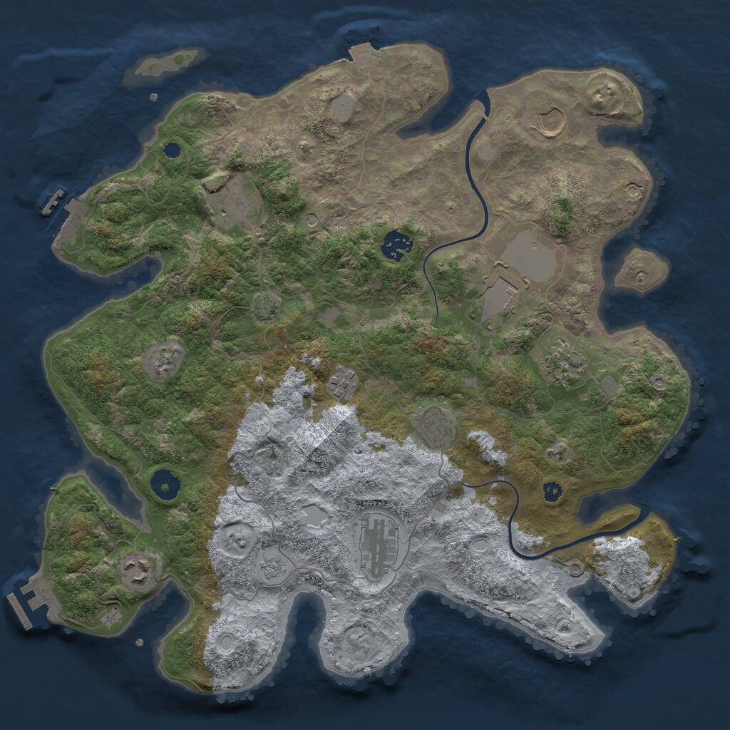 Rust Map: Procedural Map, Size: 3700, Seed: 19121139, 15 Monuments