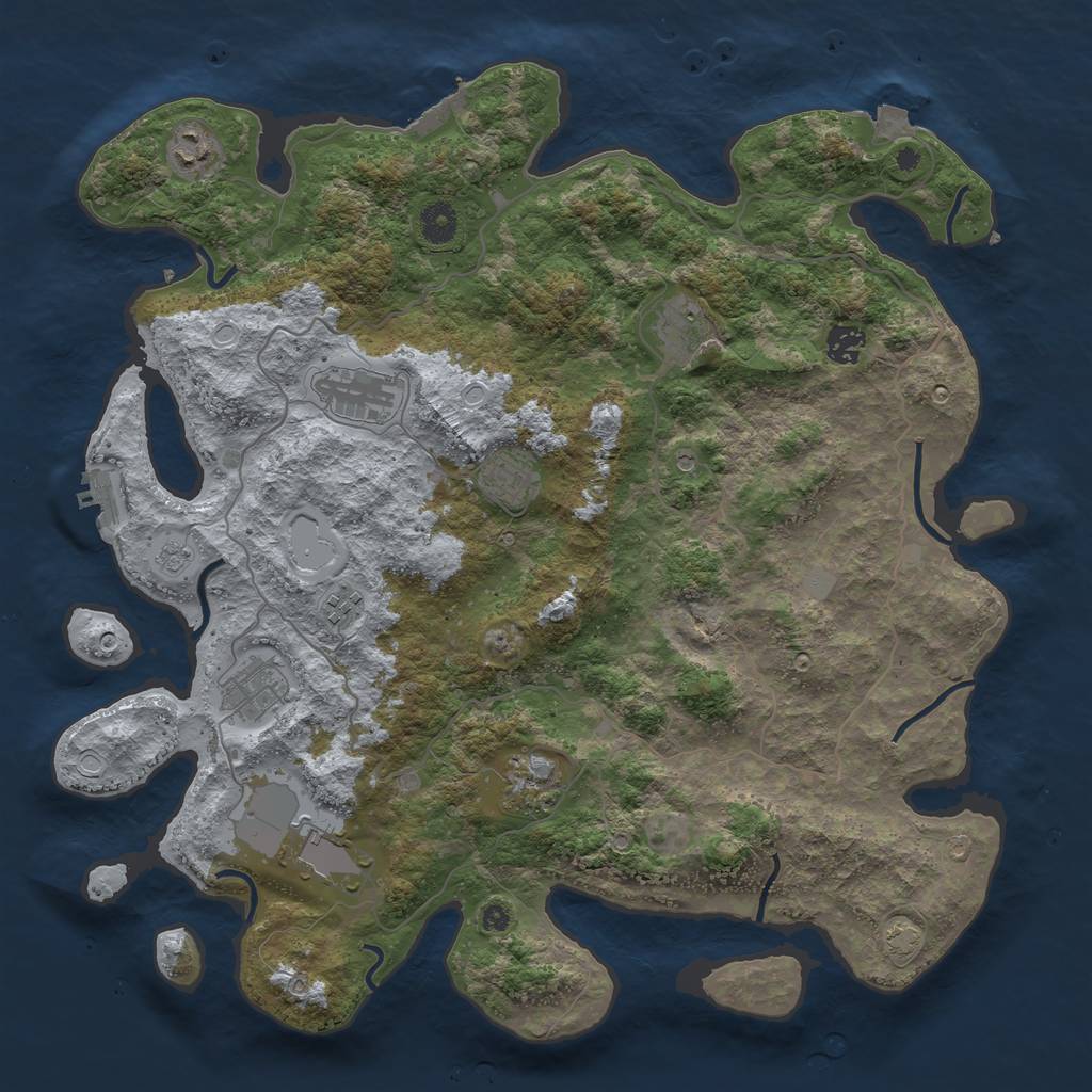 Rust Map: Procedural Map, Size: 4100, Seed: 20005856, 17 Monuments