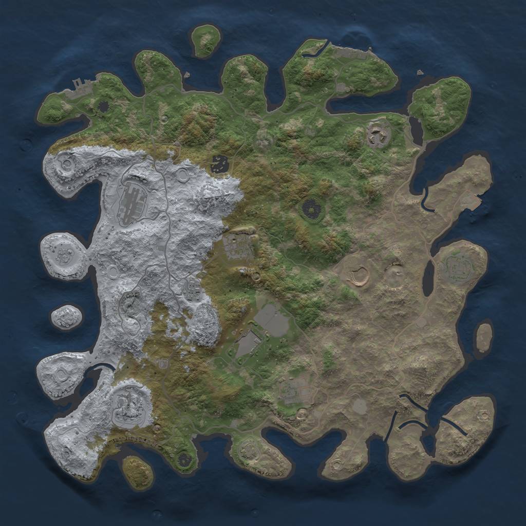 Rust Map: Procedural Map, Size: 4100, Seed: 34479956, 18 Monuments