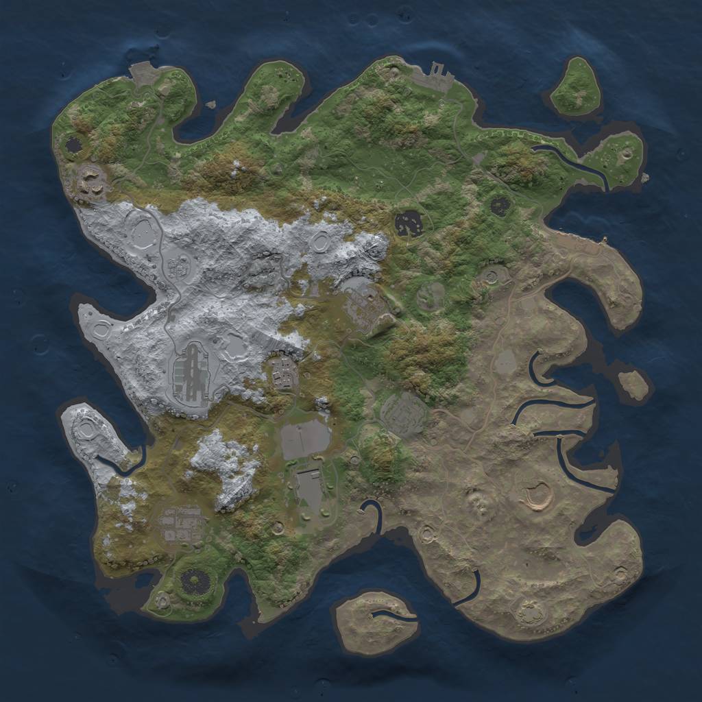Rust Map: Procedural Map, Size: 3700, Seed: 47887917, 17 Monuments