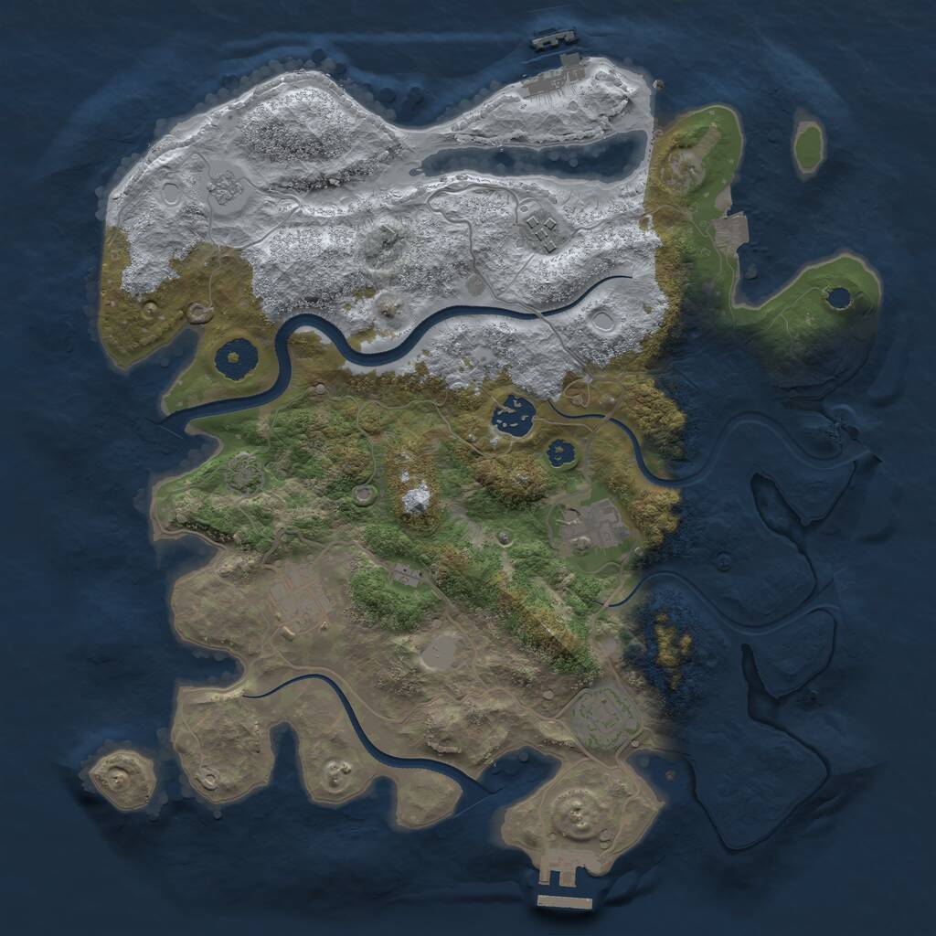 Rust Map: Procedural Map, Size: 3450, Seed: 47377512, 10 Monuments