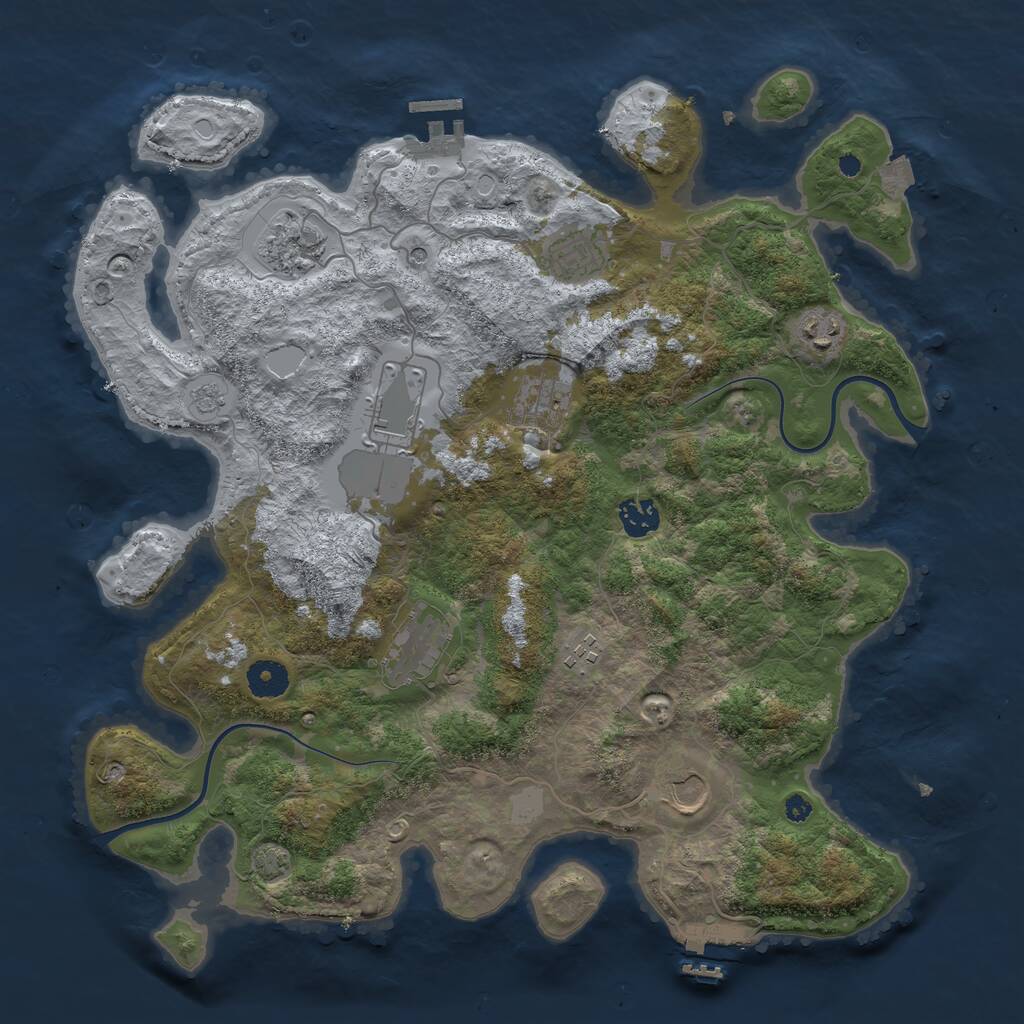 Rust Map: Procedural Map, Size: 3850, Seed: 69511245, 15 Monuments