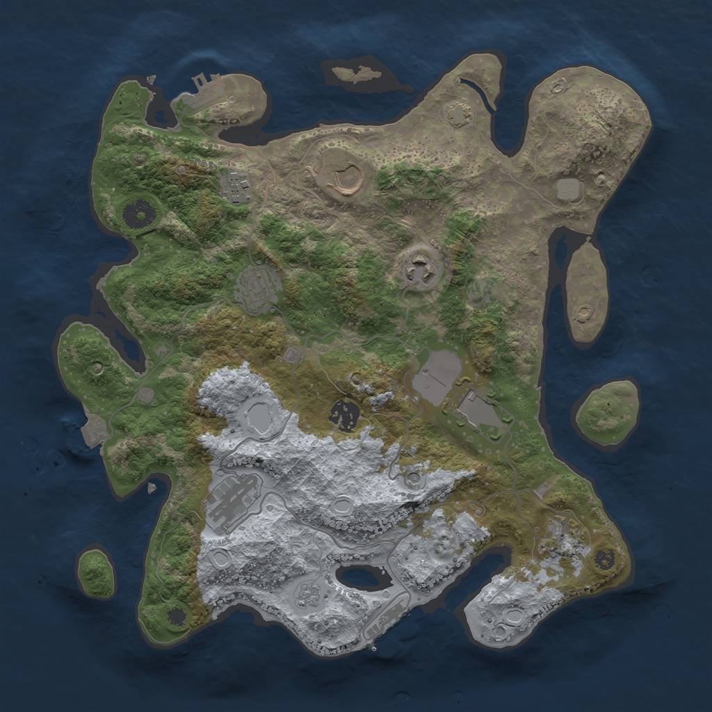Rust Map: Procedural Map, Size: 3500, Seed: 817707139, 16 Monuments