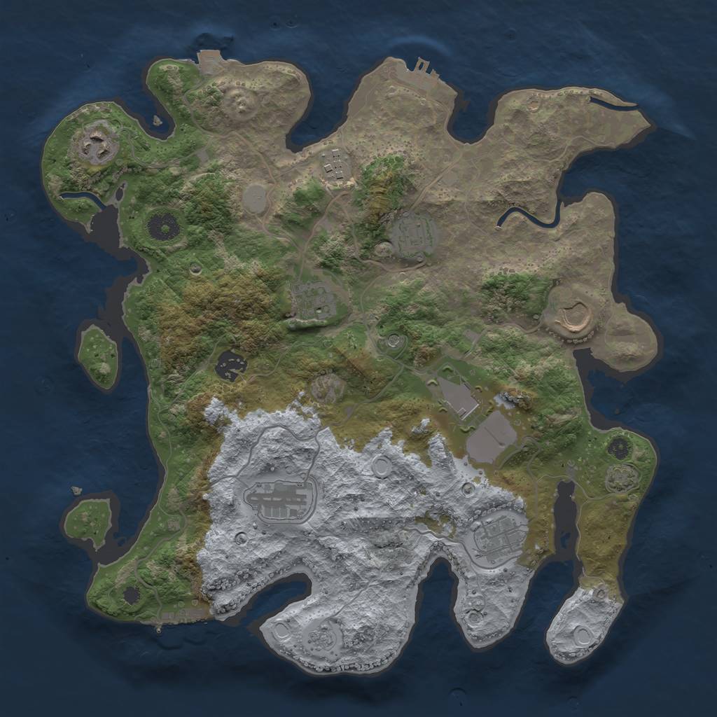 Rust Map: Procedural Map, Size: 3600, Seed: 97942611, 17 Monuments